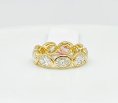 GIA 0,50 Carati Ciascuno Diamante Bianco Ovale Lunetta Anello Eternità in Oro 18K