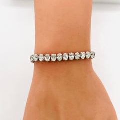 GIA 0.50 Carat Each White Oval Diamond Tennis Bracelet in 18K White Gold