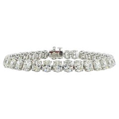 GIA 0.50 Carat Each White Oval Diamond Tennis Bracelet in 18K White Gold