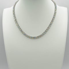 GIA 0.50 Carat Each White Round Diamond Tennis Necklace in 18K White Gold