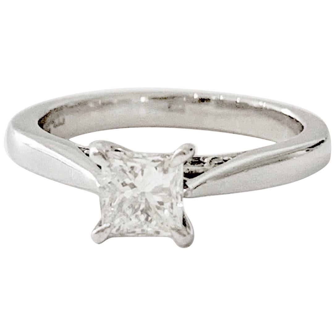 GIA 0.50 Carat Princess Cut Diamond Ring in Platinum For Sale