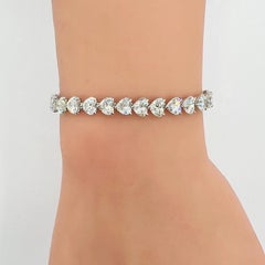 GIA 0.50 ct. Each White Diamond Heart Tennis Bracelet in 18K White Gold