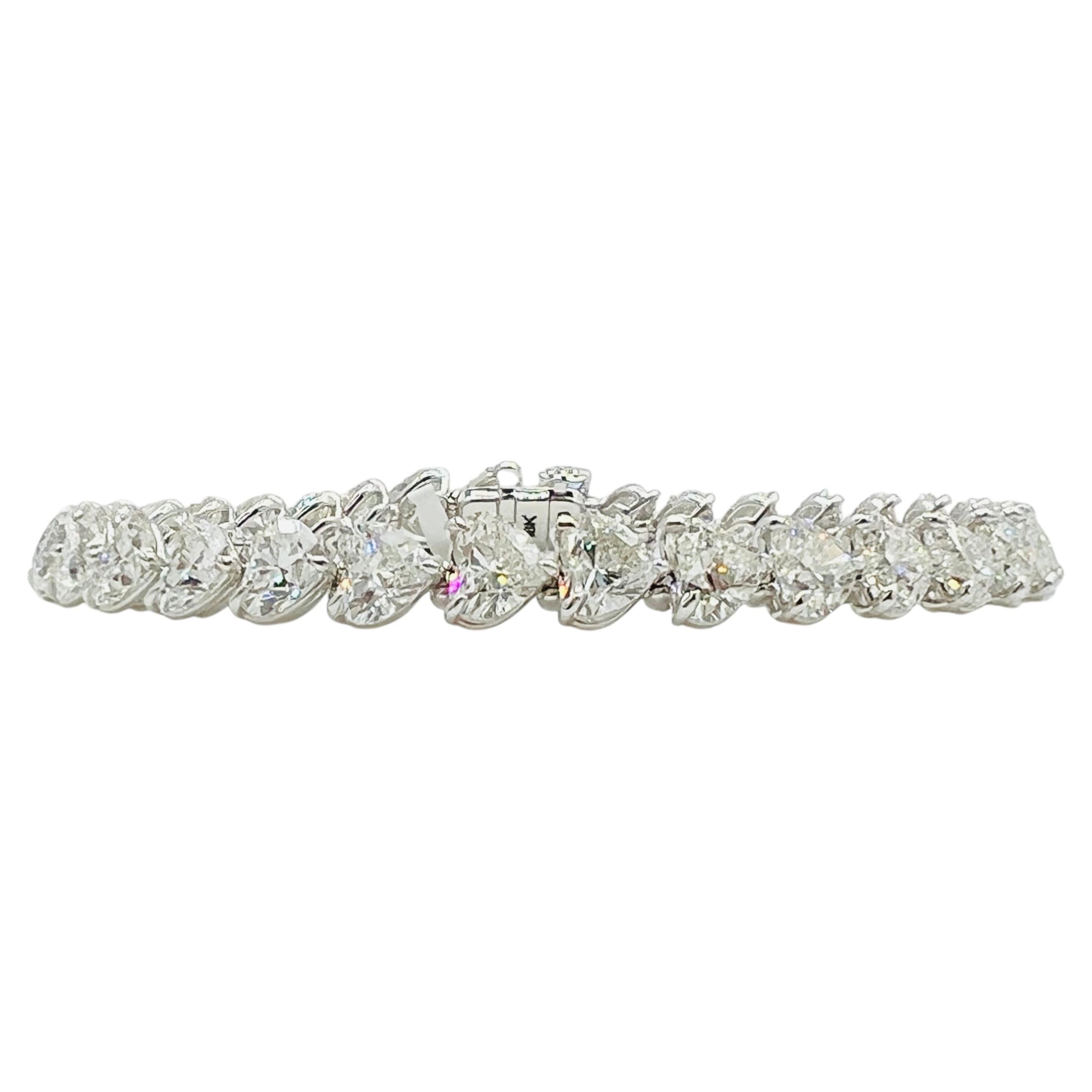 GIA 0.50 ct. Each White Diamond Heart Tennis Bracelet in 18K White Gold