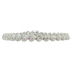 GIA 0.50 ct. Each White Diamond Heart Tennis Bracelet in 18K White Gold