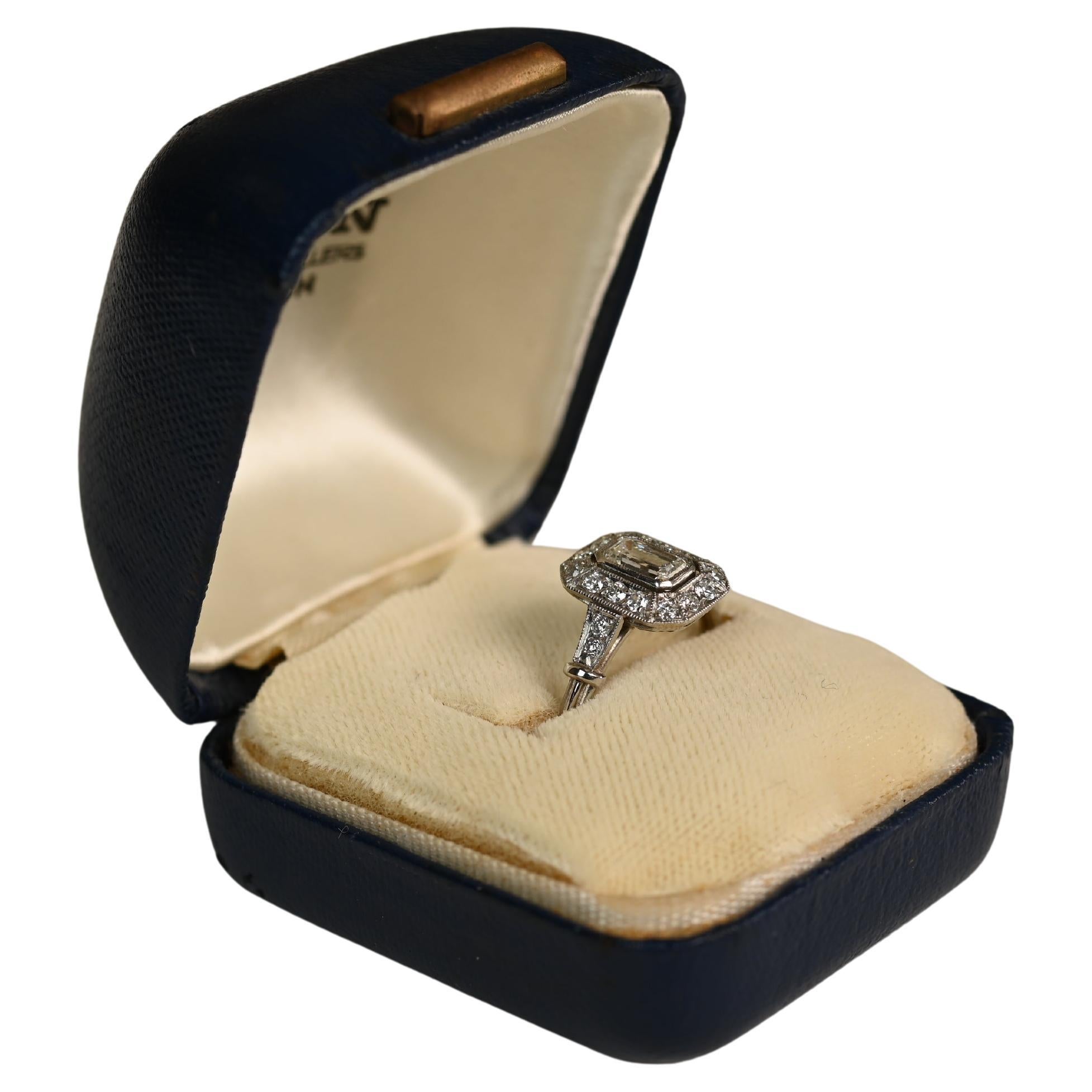 Emerald Cut Diamond Cluster Ring (GIA Approx. 0.5-Carats), Platinum