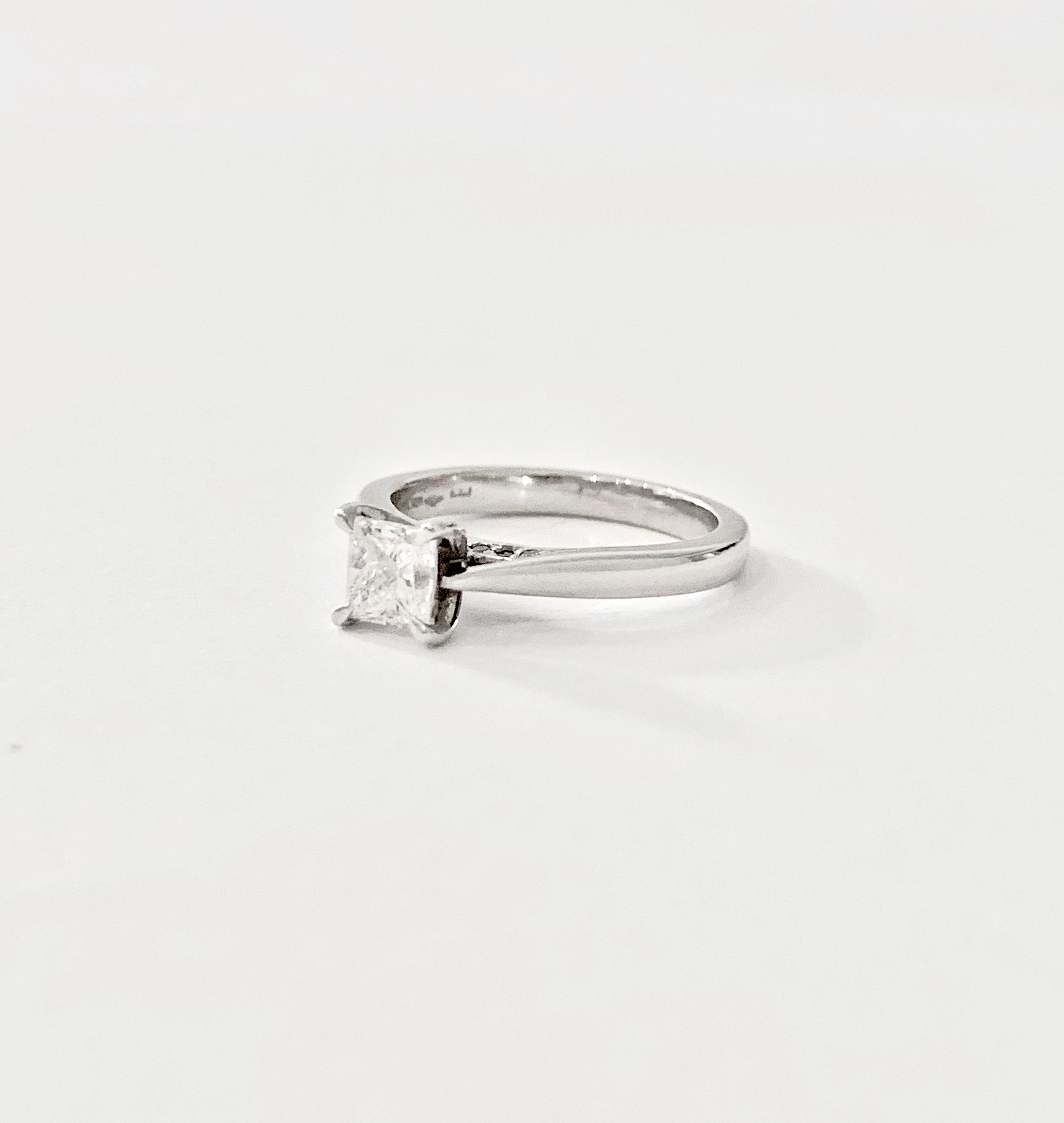 Modern GIA 0.50 Carat Princess Cut Diamond Ring in Platinum For Sale