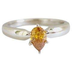 GIA 0.51 Carat Pear Shape Natural Diamond White Gold Solitaire Ring 14 Karat