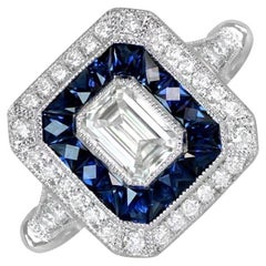Emerald Cut Diamond Engagement Double Halo Ring (GIA Approx 0.50-Carat) Platinum