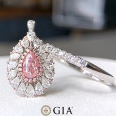 GIA 0.50 Carat Fancy Pink Diamond Ring Duel Use 18 Karat White Gold