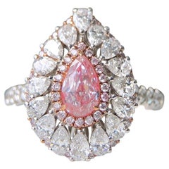 GIA 0.50 Carat Fancy Pink Diamond Ring Duel Use 18 Karat White Gold