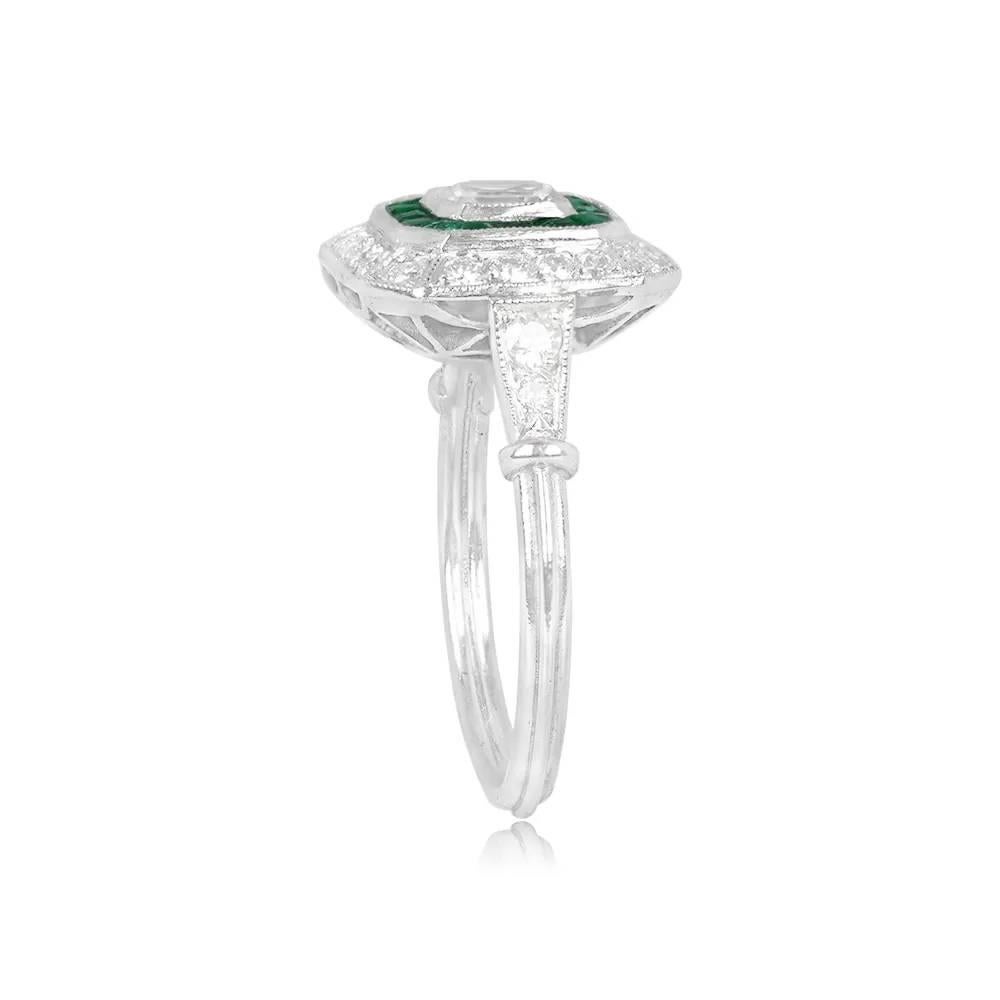 Art Deco GIA 0.52ct Asscher Cut Diamond Engagement Ring, H Color, Double Halo, Platinum For Sale