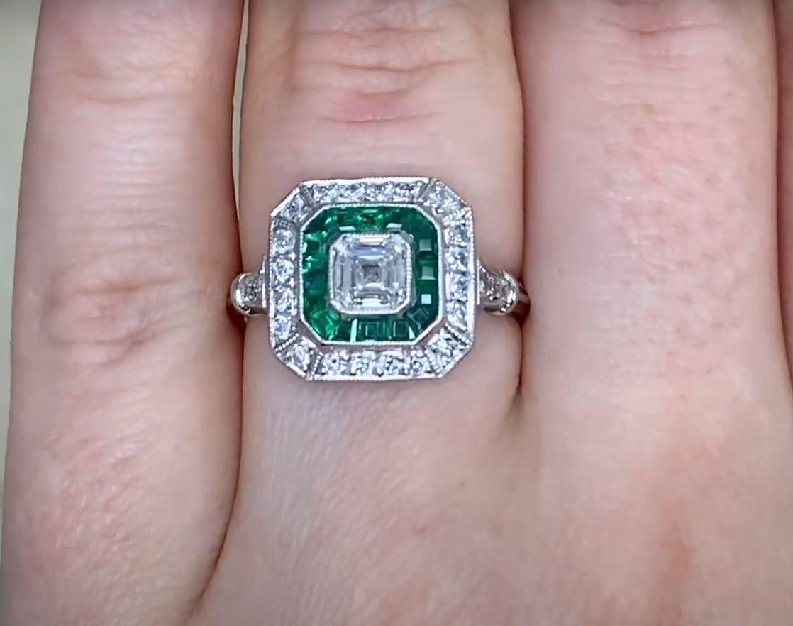 Women's GIA 0.52ct Asscher Cut Diamond Engagement Ring, H Color, Double Halo, Platinum For Sale