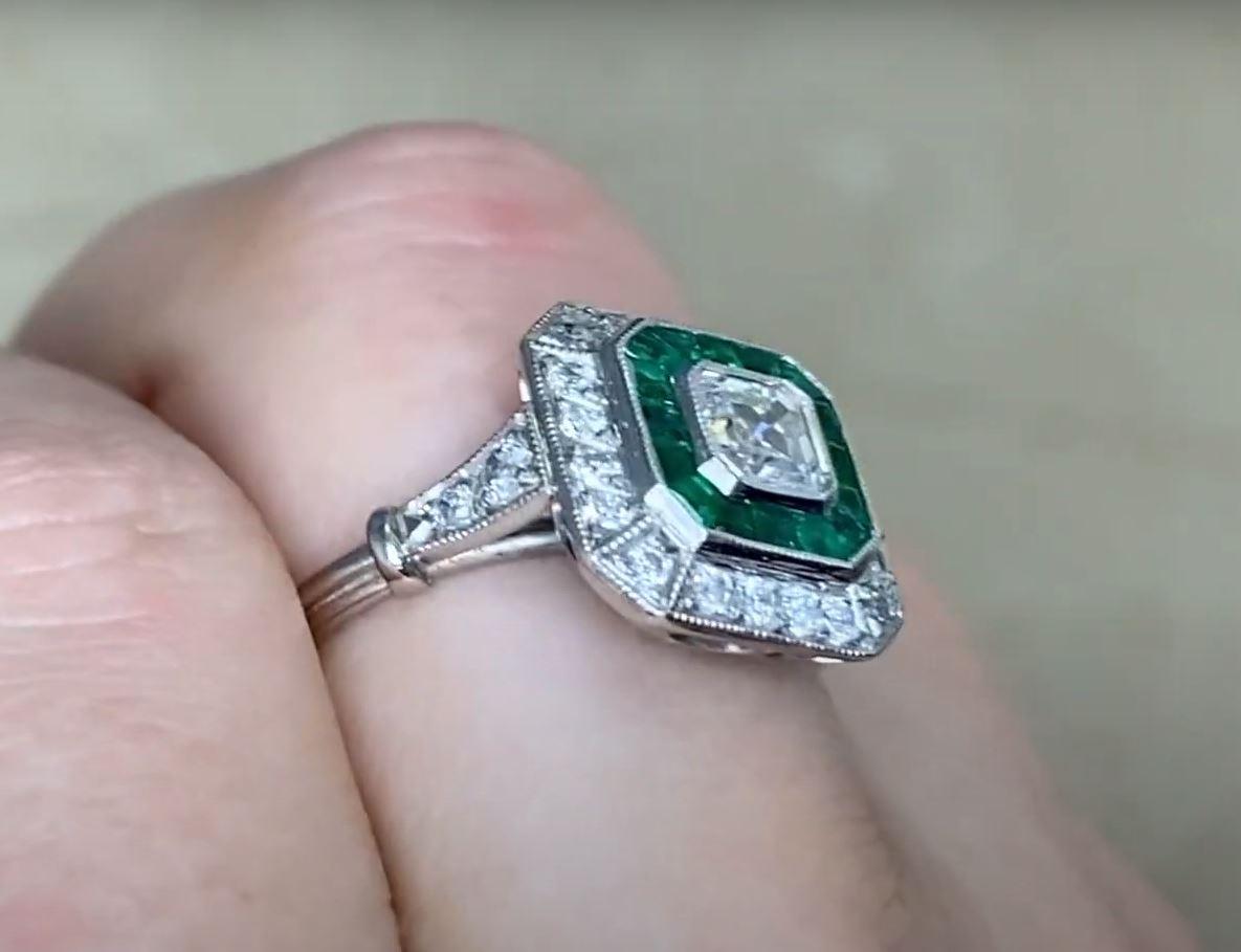 GIA 0.52ct Asscher Cut Diamond Engagement Ring, H Color, Double Halo, Platinum 1