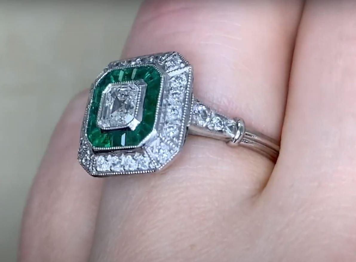 GIA 0.52ct Asscher Cut Diamond Engagement Ring, H Color, Double Halo, Platinum 2