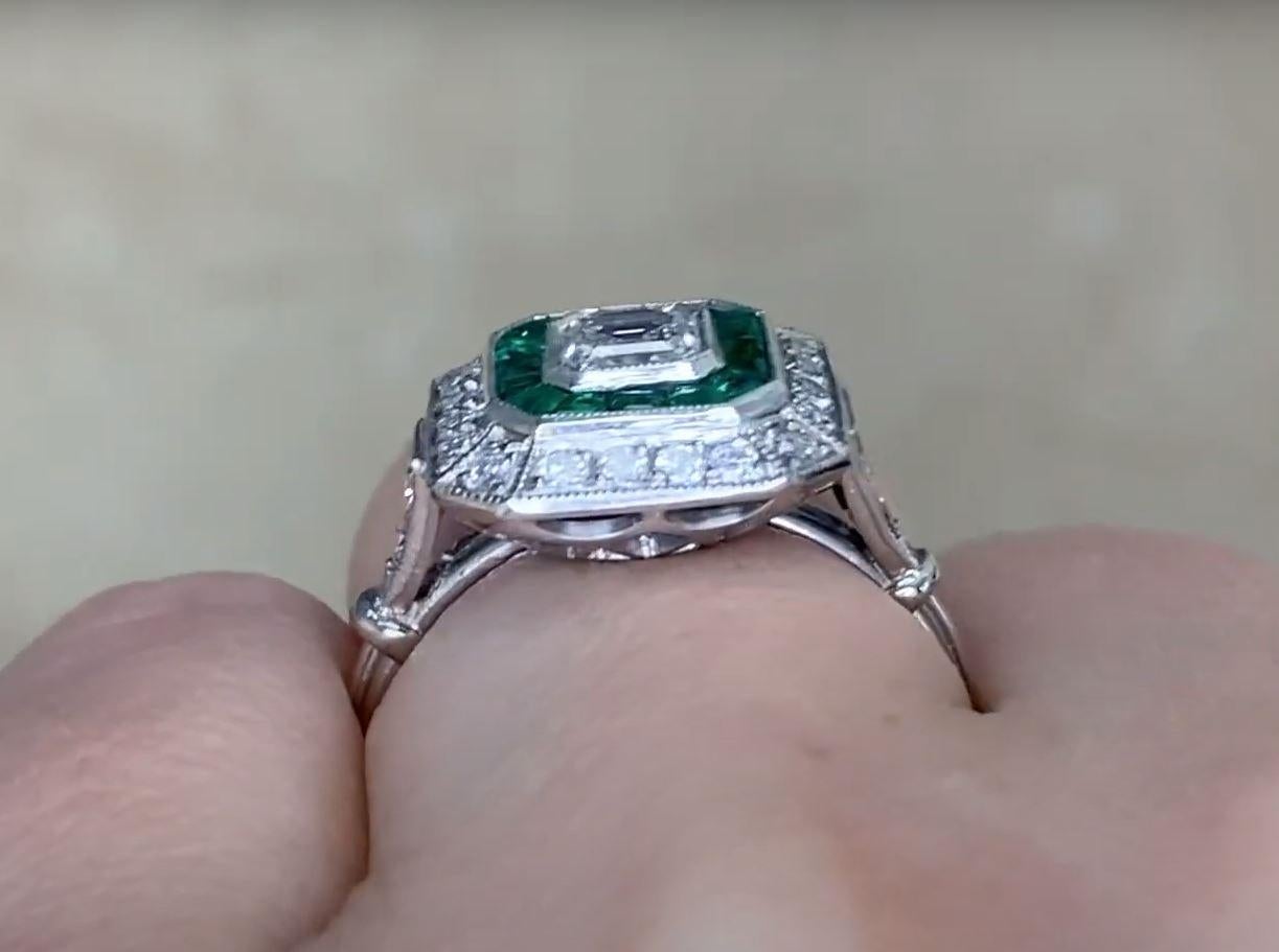 GIA 0.52ct Asscher Cut Diamond Engagement Ring, H Color, Double Halo, Platinum For Sale 3