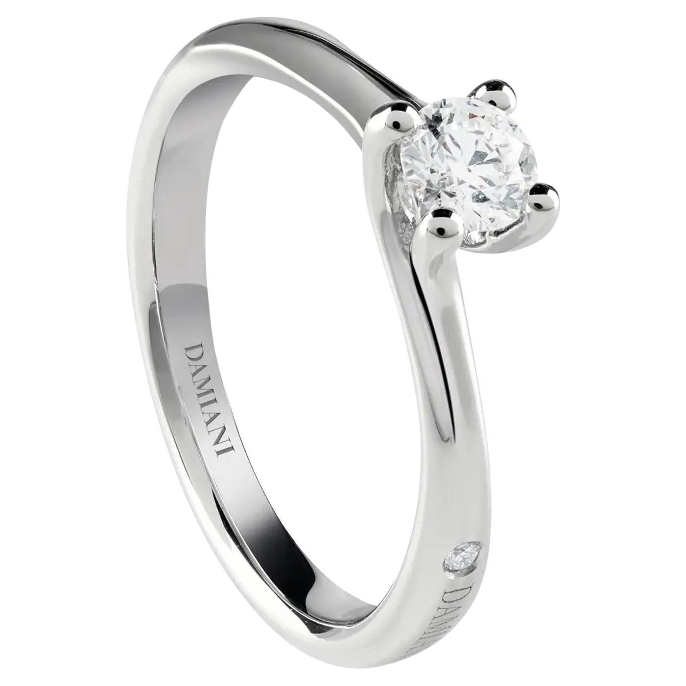 GIA 0.52ct Diamante Redondo Natural F/VVS1 Damiani Alianza Solitaria en Platino
