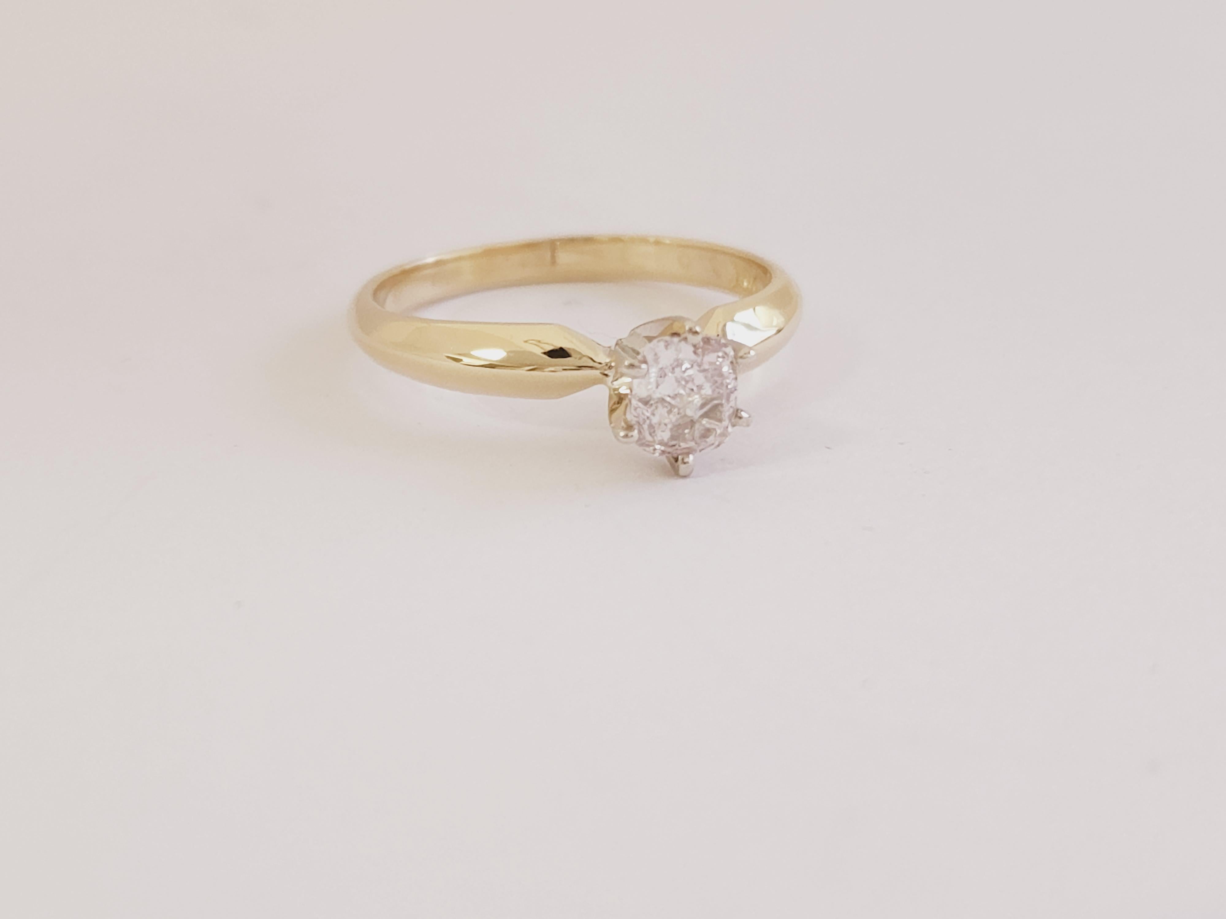 Bague solitaire en or jaune 14 carats avec diamant rose taille coussin de 0,53 carat certifié GIA Neuf - En vente à Great Neck, NY
