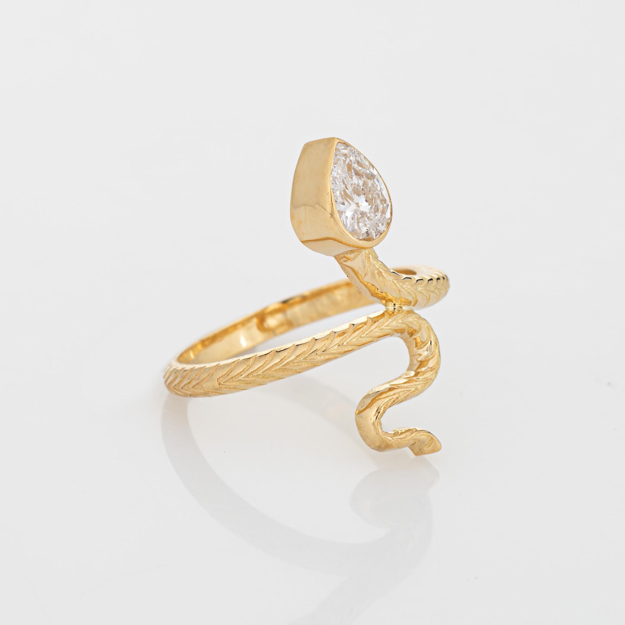 Modern GIA 0.58ct Diamond Snake Ring Estate 18k Yellow Gold Sz 6 Serpent Jewelry For Sale
