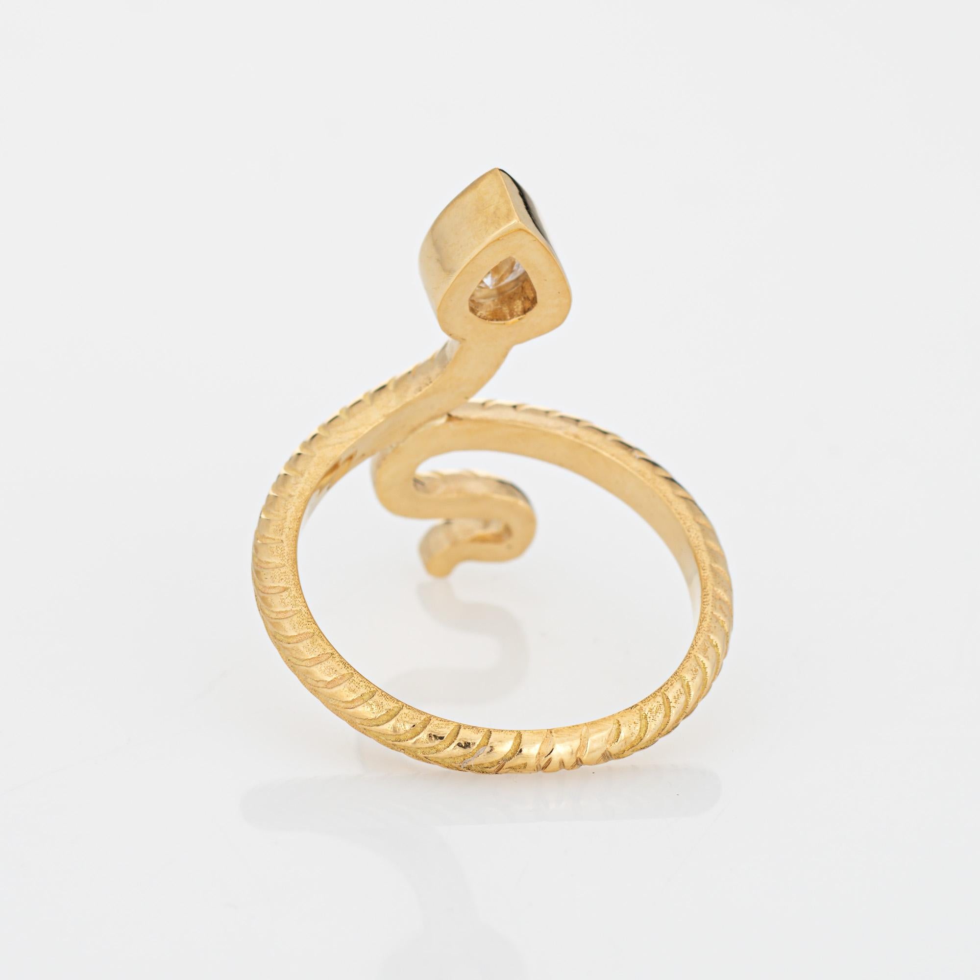 GIA 0.58ct Diamond Snake Ring Estate 18k Yellow Gold Sz 6 Serpent Jewelry In Good Condition For Sale In Torrance, CA