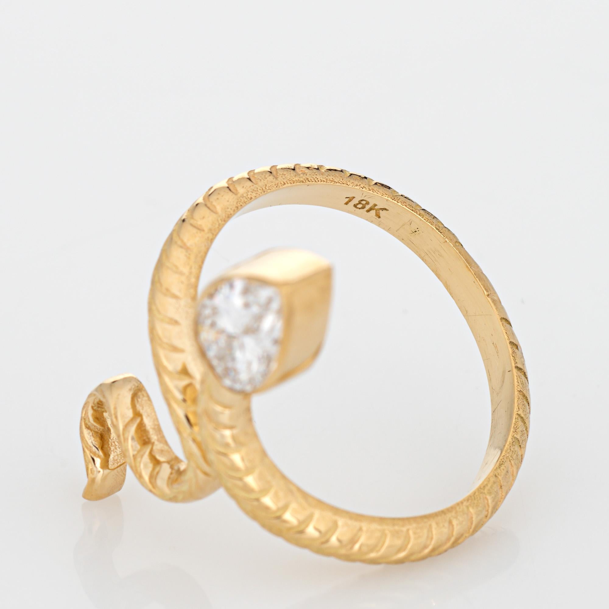 GIA 0.58ct Diamond Snake Ring Estate 18k Yellow Gold Sz 6 Serpent Jewelry For Sale 1
