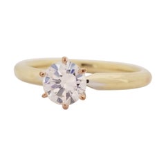 GIA 0.59 Carat Faint Pink Round Brilliant Diamond Yellow Gold Ring 14k
