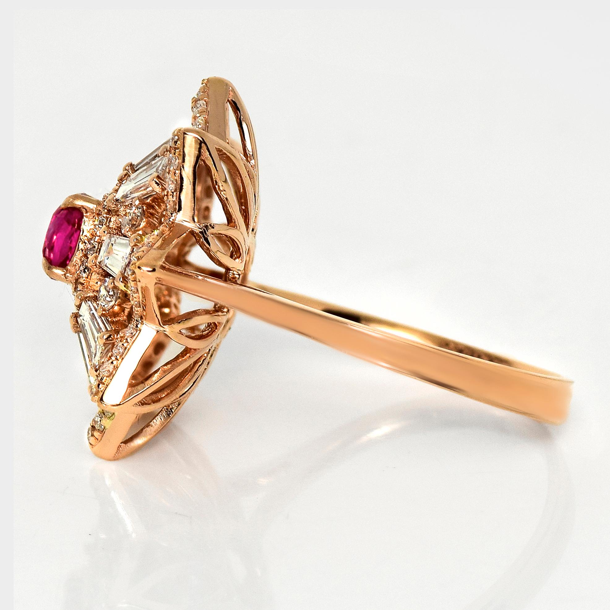 Taille coussin GIA Bague de fiançailles en or rose 18 carats de 0,59 ct de rubis afghan non chauffé en vente