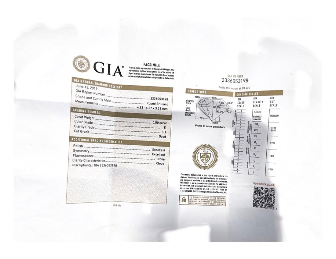 GIA 0,5CT Solitär-Diamant-Verlobungsring (Rundschliff) im Angebot