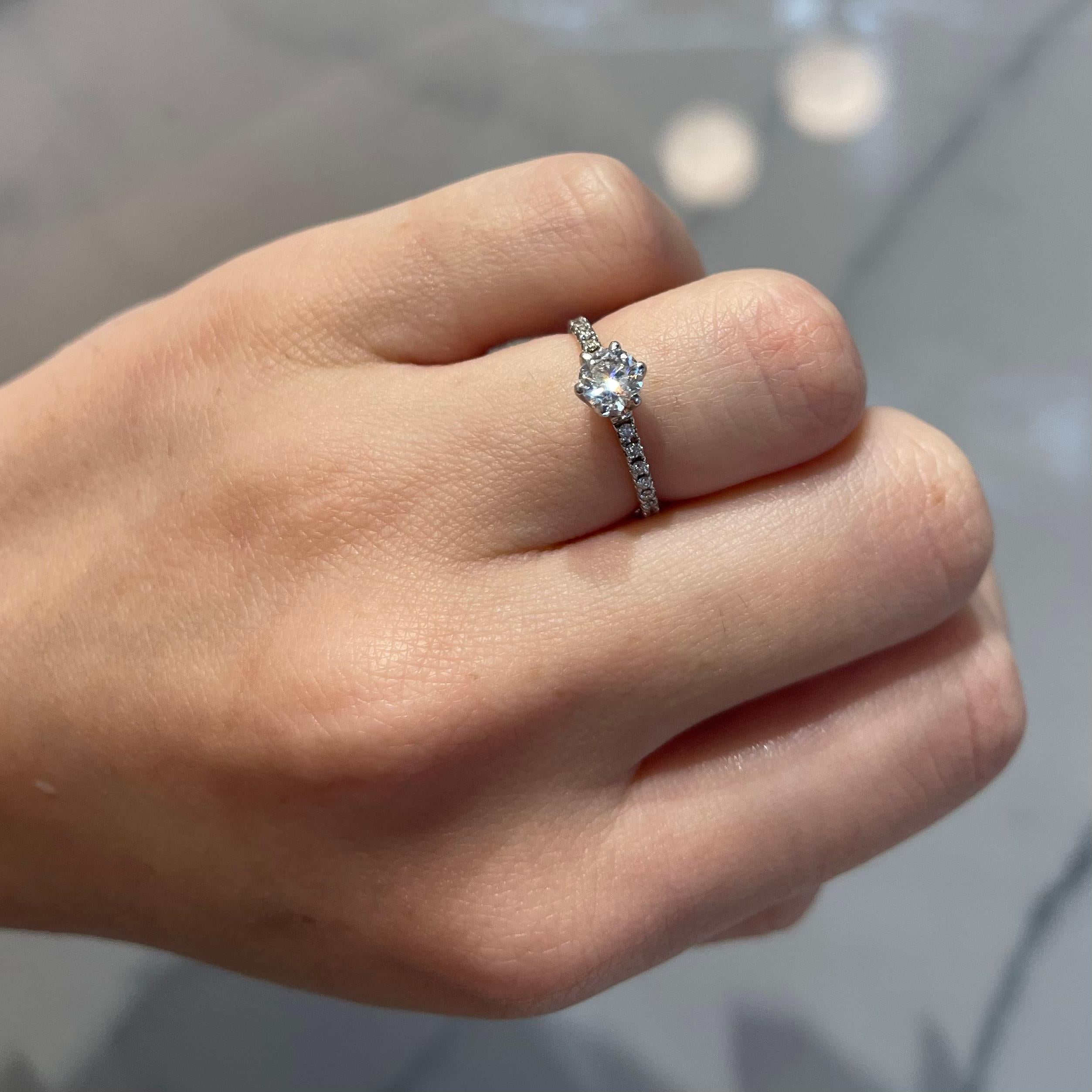 Round Cut GIA 0.5 Carat Solitaire Diamond Engagement Ring For Sale