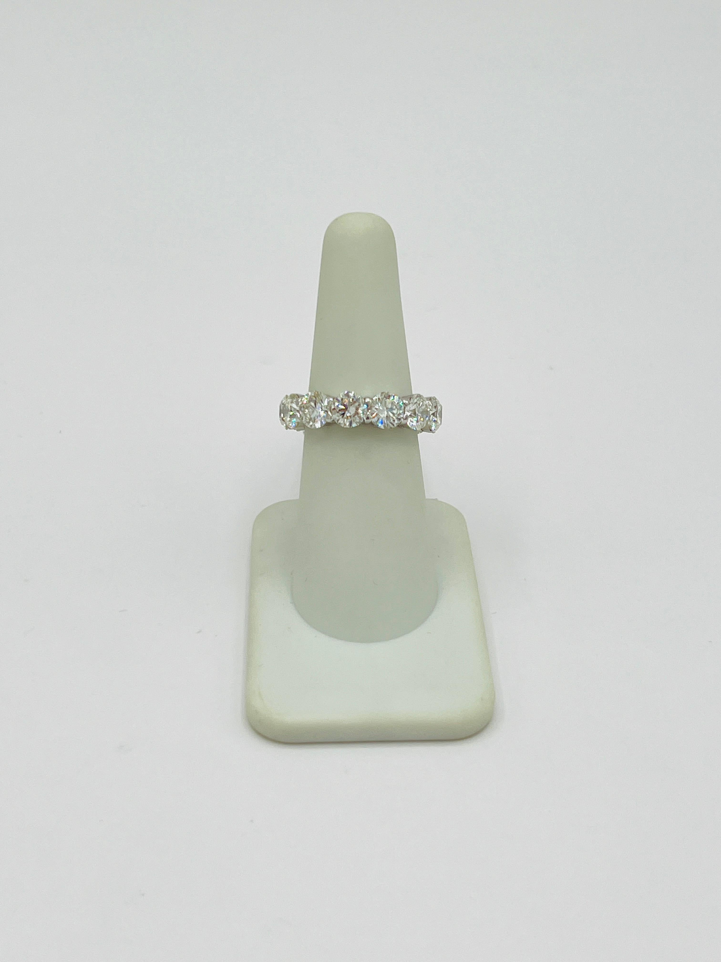 GIA 0.60 ct. Each White Diamond Round Eternity Band Ring in 18K White Gold For Sale 2