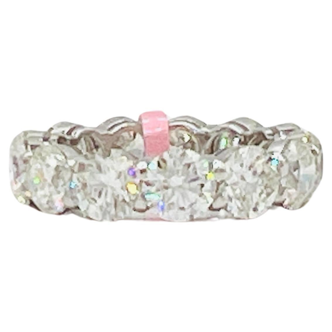 GIA 0.60 ct. Each White Diamond Round Eternity Band Ring in 18K White Gold