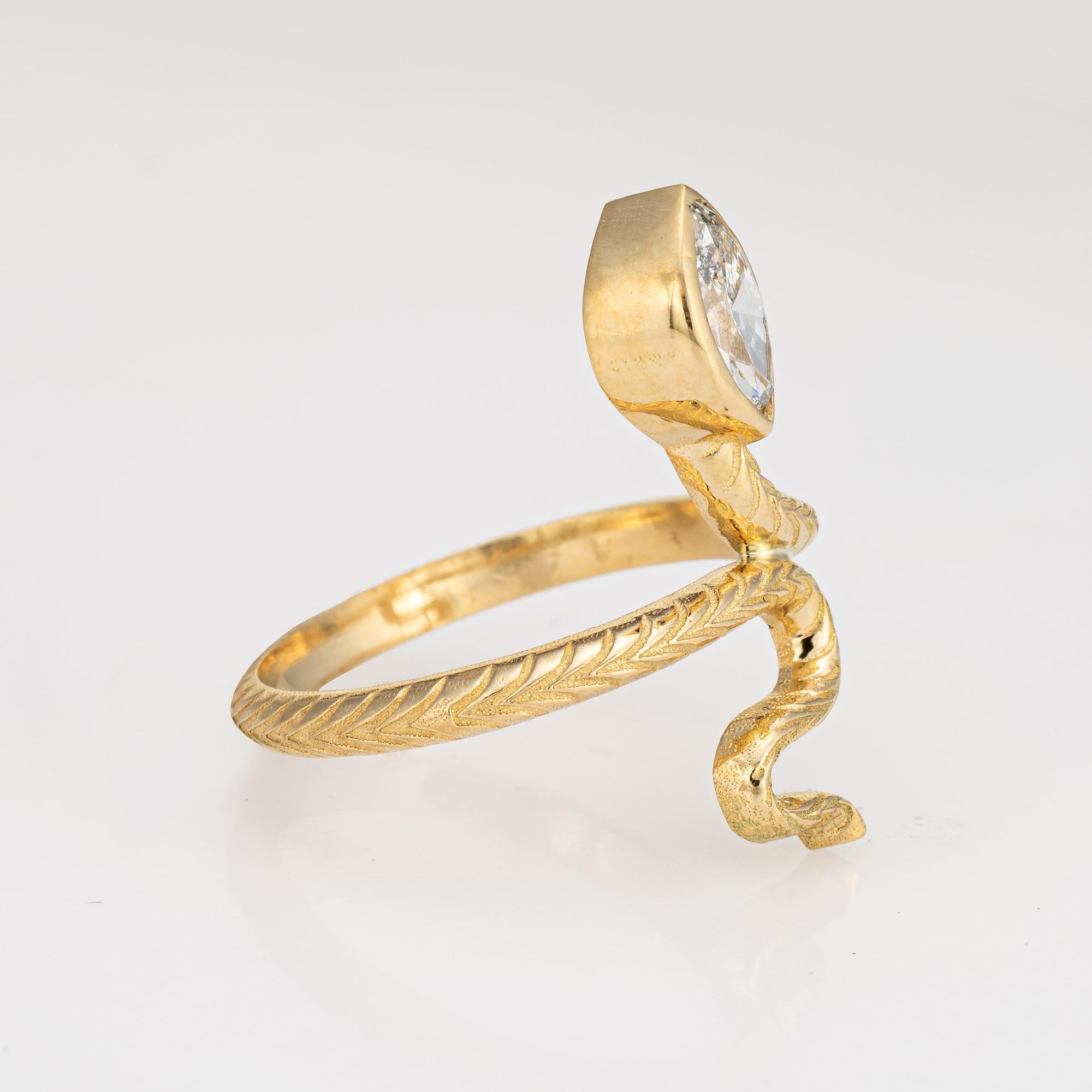 Modern GIA 0.63ct Diamond Snake Ring Estate 18k Yellow Gold Sz 6.25 Serpent Jewelry 