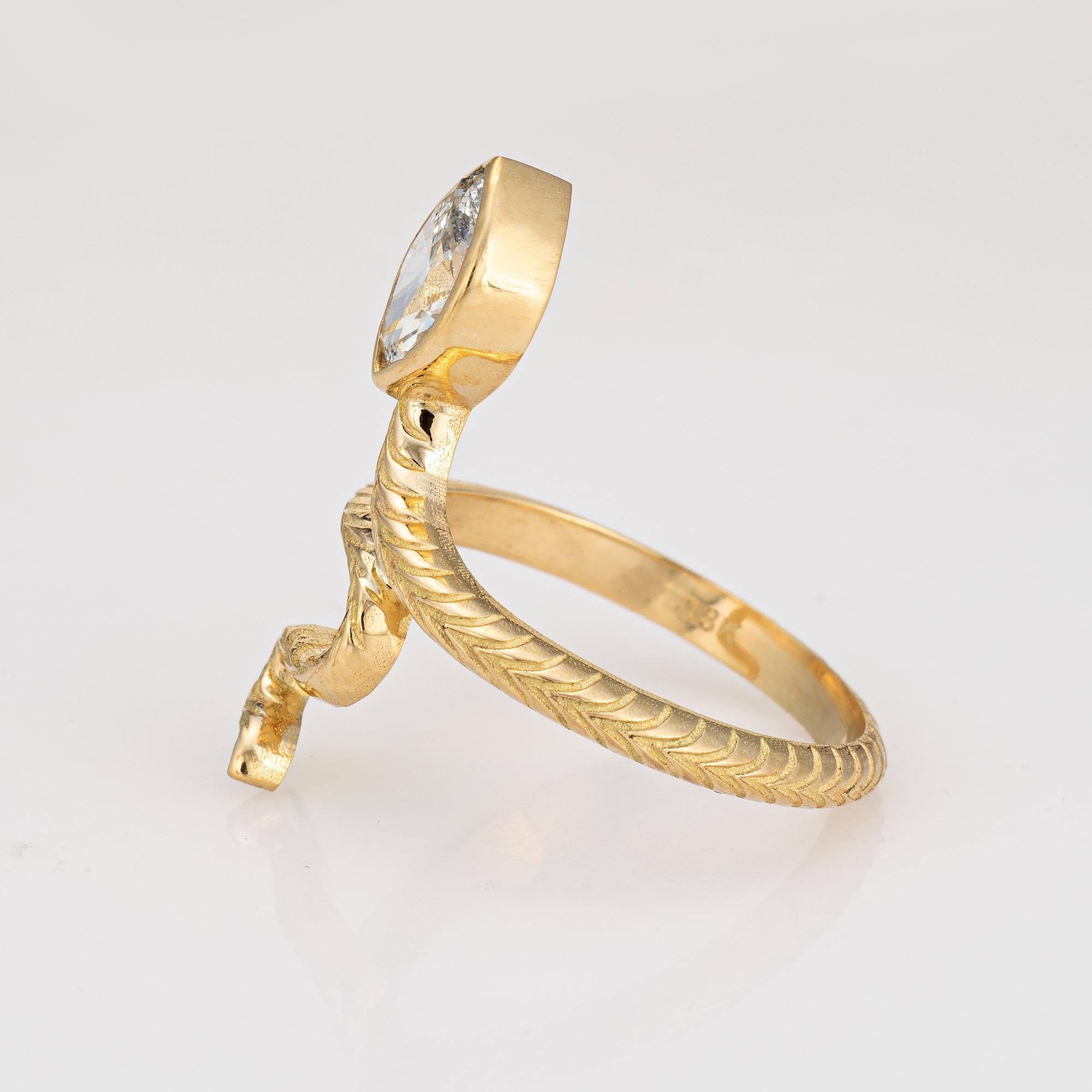 Marquise Cut GIA 0.63ct Diamond Snake Ring Estate 18k Yellow Gold Sz 6.25 Serpent Jewelry 