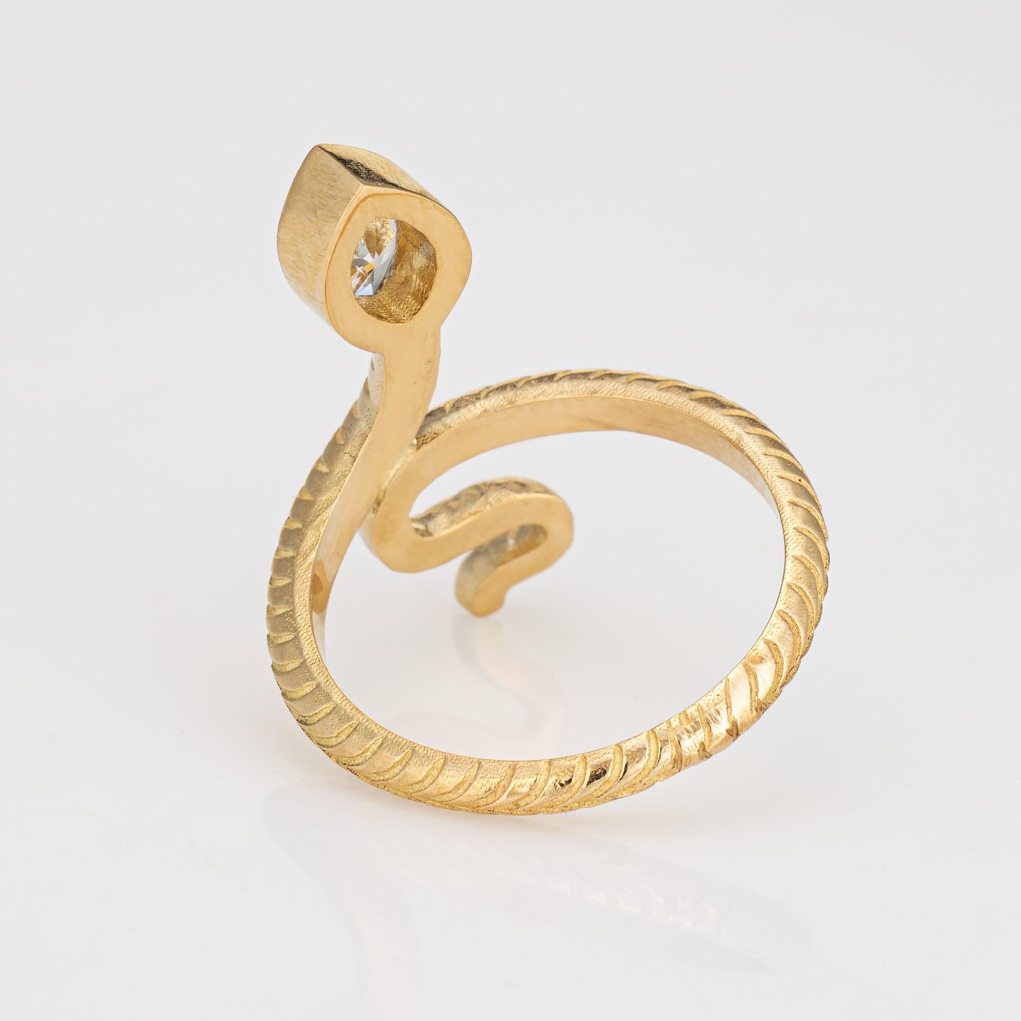 GIA 0.63ct Diamond Snake Ring Estate 18k Yellow Gold Sz 6.25 Serpent Jewelry  In Good Condition In Torrance, CA