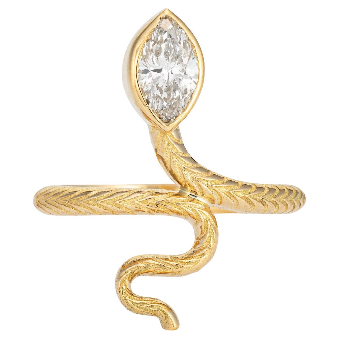 GIA 0.63ct Diamond Snake Ring Estate 18k Yellow Gold Sz 6.25 Serpent Jewelry 