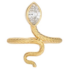 GIA 0.63ct Diamond Snake Ring Estate 18k Yellow Gold Sz 6.25 Serpent Jewelry 