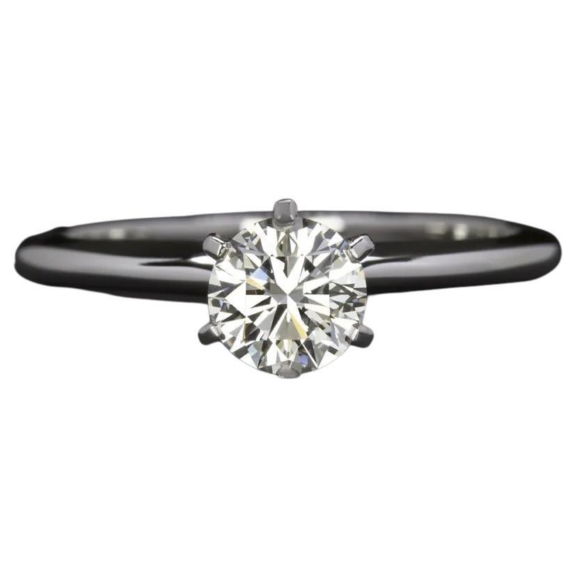 GIA 0.65 Carat Certifed Round Diamond Ring For Sale