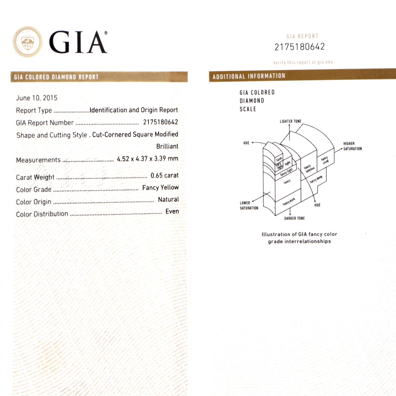 GIA 0.65 Carat Fancy Yellow Diamond 18K Gold Halo Engagement Ring 2