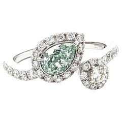 GIA 0.66 Carat Fancy Light Green (Undetermined) VVS2 Clarity Diamond Ring
