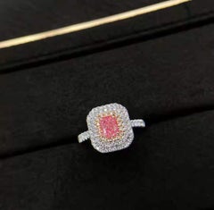 GIA 0.67 Carat Pink Diamond Ring 18 Karat White Gold
