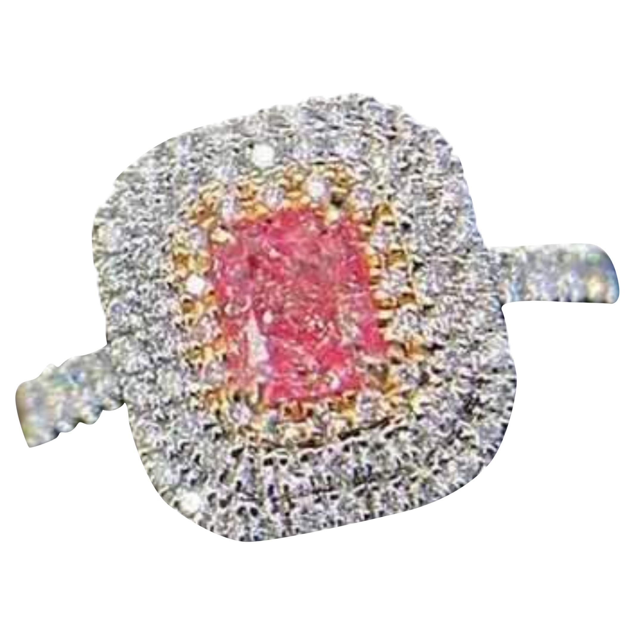 GIA 0.67 Carat Pink Diamond Ring 18 Karat White Gold For Sale