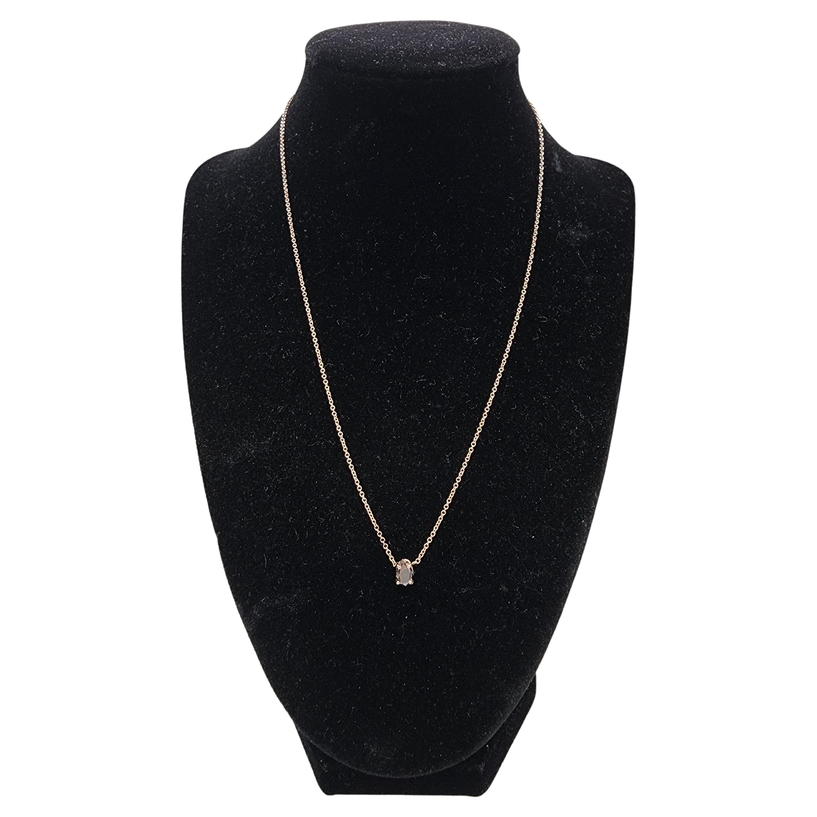 GIA 0.69 Carats Fancy Dark Brown Natural Diamond Pear Shape Pendant Rose Gold 14 Karat. Set in 14k rose gold pendant. 
chain measures 18 inch. easily adjustable to 16 inch with the attached extra loop.