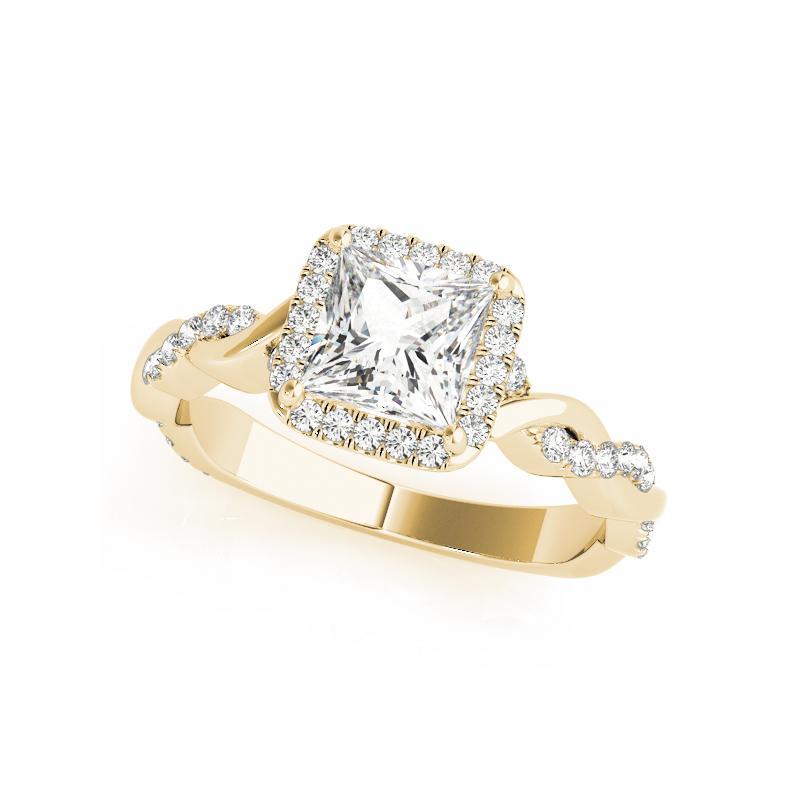 GIA 0,7 carati Anello con diamante quadrato a fascia intrecciata Princess in oro giallo 18 carati In condizioni Nuovo in vendita a New York, NY