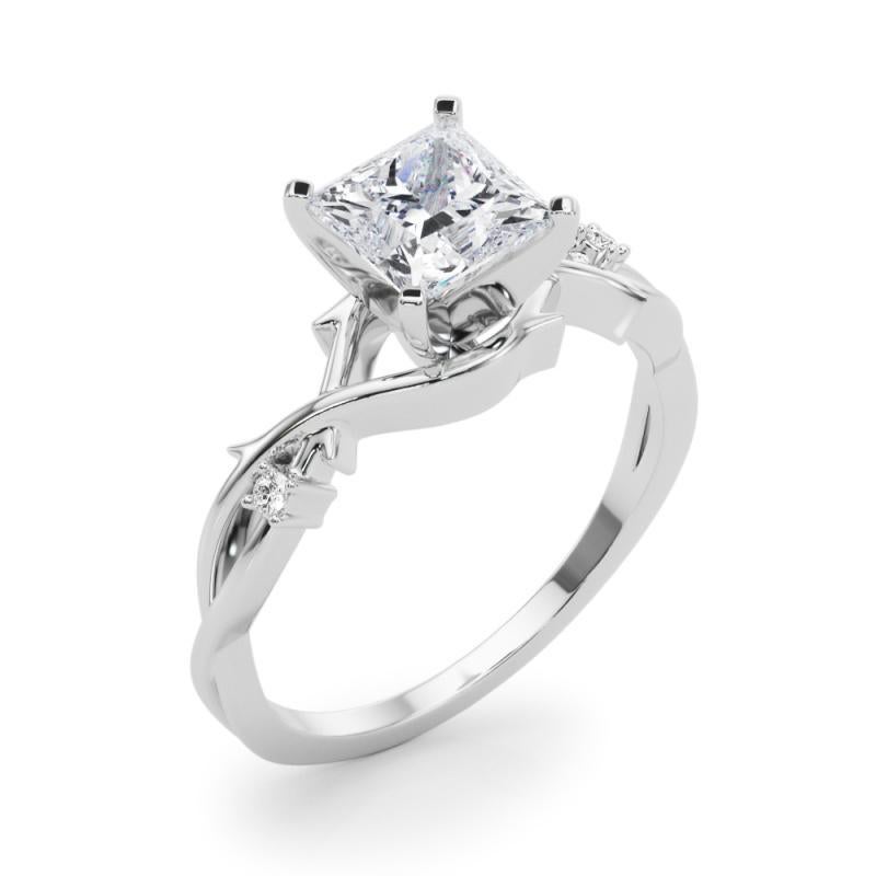 Donna GIA 0,7 Carati Princess Vine Band Anello di diamanti in oro bianco 18K ispirato alla Nature in vendita