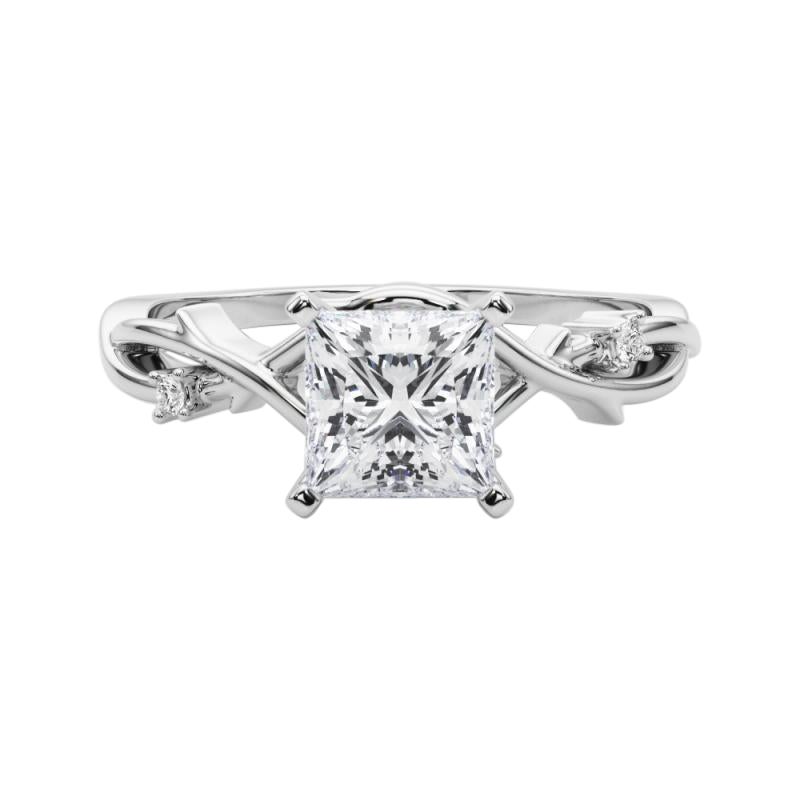 GIA 0,7 Carati Princess Vine Band Anello di diamanti in oro bianco 18K ispirato alla Nature