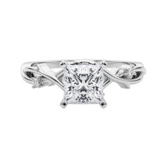 GIA 0,7 Carati Princess Vine Band Anello di diamanti in oro bianco 18K ispirato alla Nature