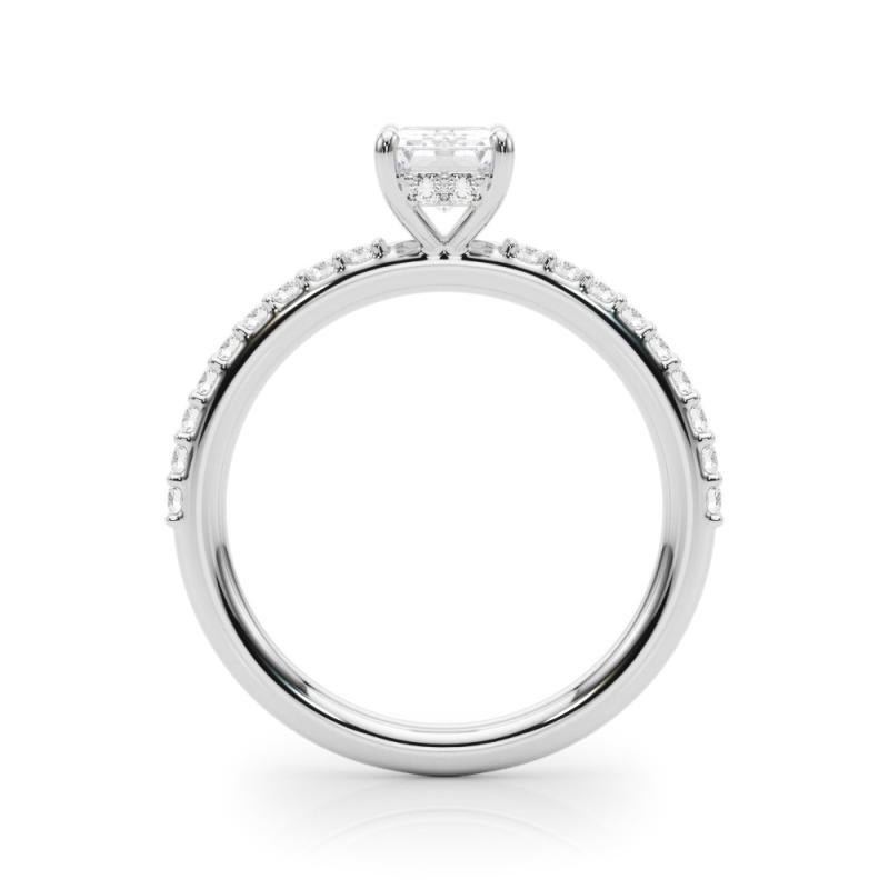 Donna GIA 0,7 Carati Radiant Halo Shared Prong Eternity Anello di diamanti in oro bianco 18K in vendita
