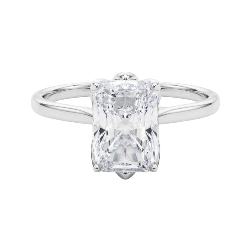 GIA 0.7 Carati Radiante Solitario Cattedrale Tulipano  Anello con diamante