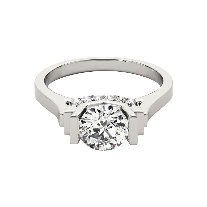 GIA 0,7 Carati Tondi Decorati Gallery Art Deco  Anello con diamante