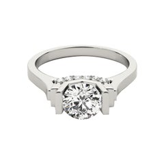 GIA 0,7 Carati Tondi Decorati Gallery Art Deco  Anello con diamante
