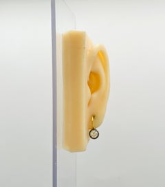 GIA 0.70 Carat Each Round Diamond Dangle Earrings in Black Rhodium & 18K Gold